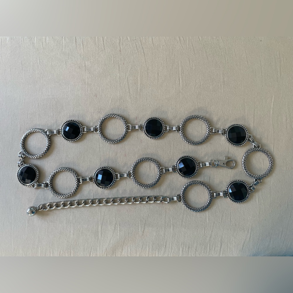 Silver and black Festival chain / festival belt - Picture 4 of 13
